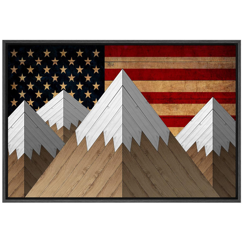 «American Flag Mountain», reproduction d'art sur toile, H 16 po x l 24 po x P 1,5 po, Noir