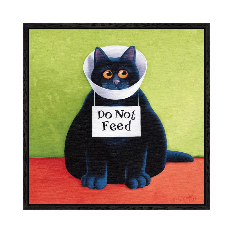 Do Not Feed by Vicky Mount - Painting on Canvas, 45.72cm H x 45.72cm W x 3.81cm D, Black Framed