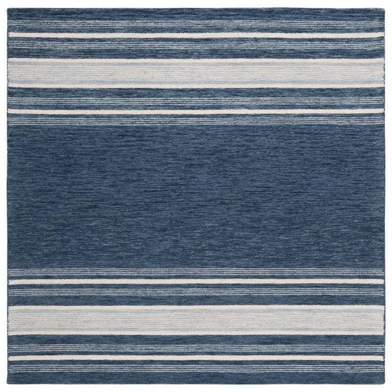 Tapis d'intérieur en laine à rayures Thaxton, Carré 6 pi