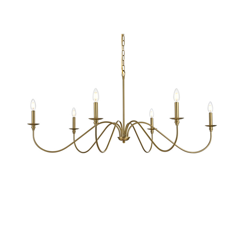 Ableton Iron 6-Light Chandelier, 25" H x 48" W x 48" D, Satin Gold