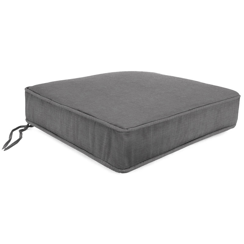 22.5" x 22.5" Outdoor Deep Seat Cushion with Ties and Welt, Gray 1