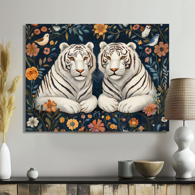 Gardiens du jardin folklorique - Affiche murale en métal Tigre blanc