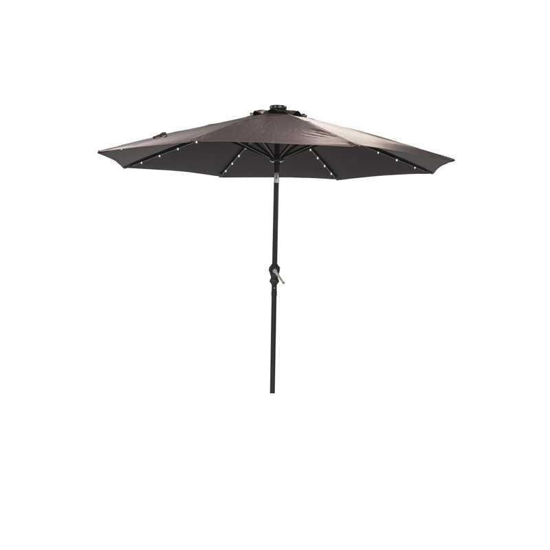 Parasol de marché solaire 9 'à DEL, Marron foncé