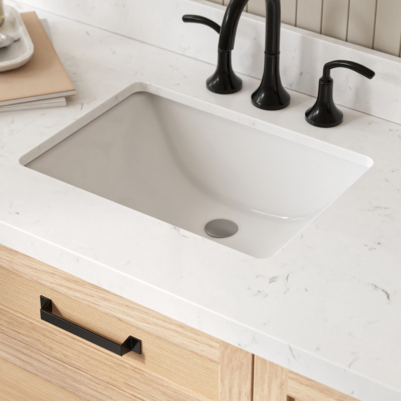 Meuble-lavabo simple en bois massif ARIEL Monroe, Chêne, Carrara White Quartz, 54" - 55"