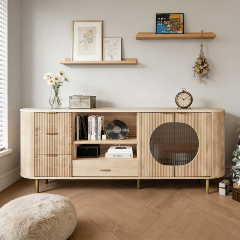 Meuble télé 65 po, Chêne