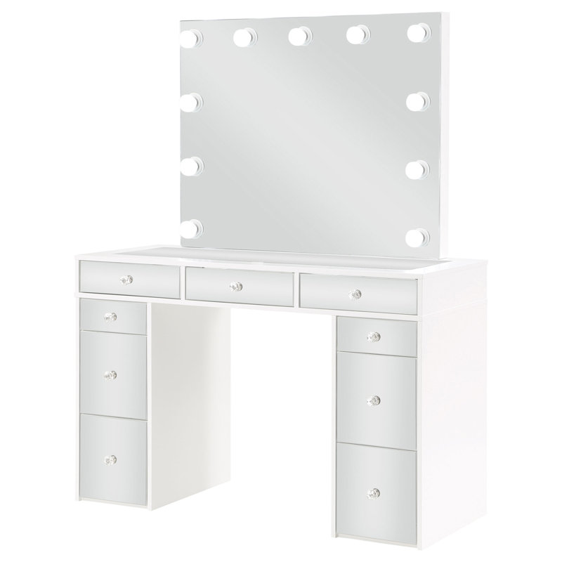 Regina Makeup Vanity Table Set With Lighting White