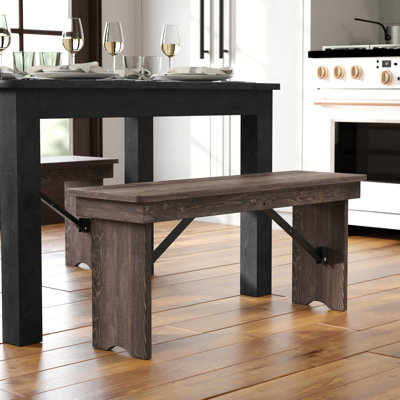 Dejon 40" x 12" Commercial Grade Rustic Solid Pine Folding Bench by Flash Furniture