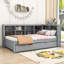 Lit de jour en bois avec couchette, tablettes et ports de chargement USB-65170024-65170023