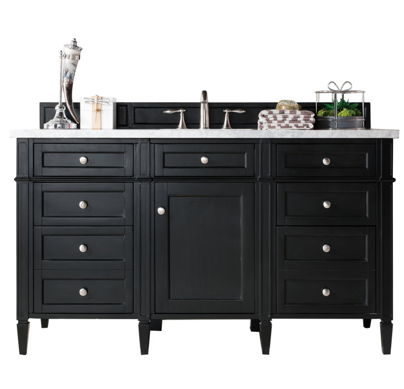 Brittany 60 in. Single Vanity, Smokey Celadon, Eternal Jasmine Pearl, 8" Widespread