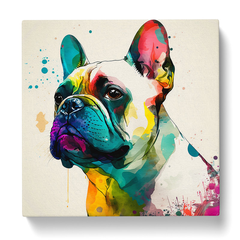 French Bulldog Abstract Art - Wrapped Canvas, 50cm H x 50cm W x 3cm D
