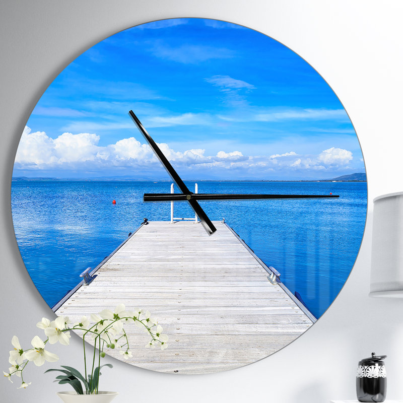 Large Wooden Pier - Modern wall clock, Medium
