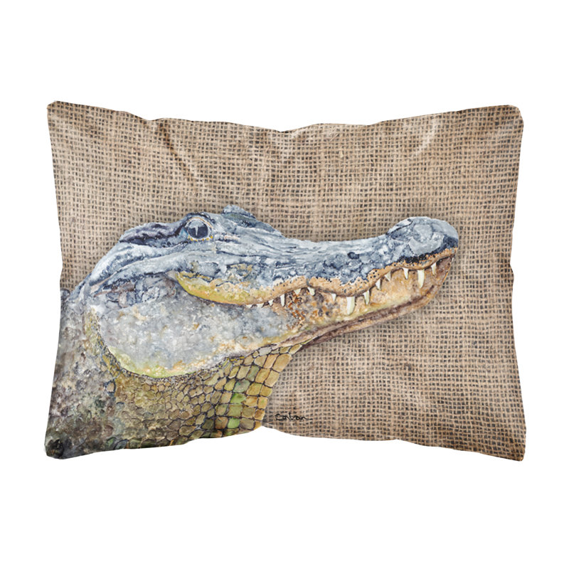 Coussin décoratif intérieur / extérieur brun / gris Alligator