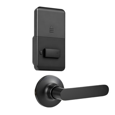 Serrure de porte d'entrée sans clé noir mat avec poignée à levier, pêne dormant à clavier électronique avec verrouillage automatique et clés de secours