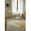 Washable Round Rug Honeycomb Golden