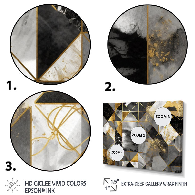Luciana Exploration Golden Symmetry III abstraite sur toile, H 12 po x l 20 po x P 1 po, Encadrement doré