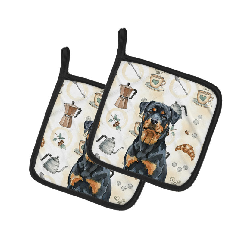 Rottweiler Coffee Bar Pair of Pot Holders
