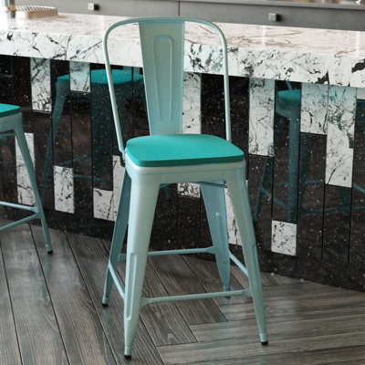 Tabouret à hauteur de comptoir toutes saisons avec siège en résine polyester Brinya