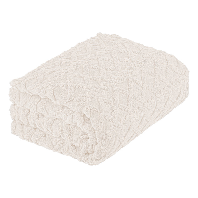 Couverture polaire sherpa pour canapé - 127 x 152 cm, réversible, motif torsadé jacquard, couverture en polaire sherpa pour lit, fauteuil ou canapé - Linge de lit chaud et confortable (Crème)