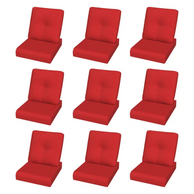 4" Deep Outdoor Cushions: Weather-Resistant Olefin, Red, 9