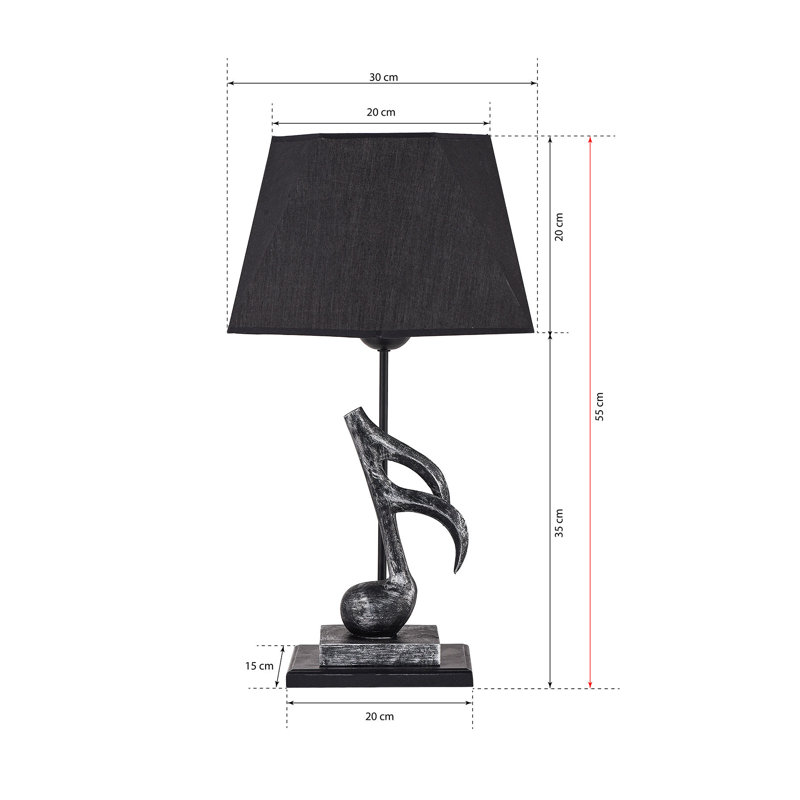 Lampe de table en métal, Argent / noir, Noir