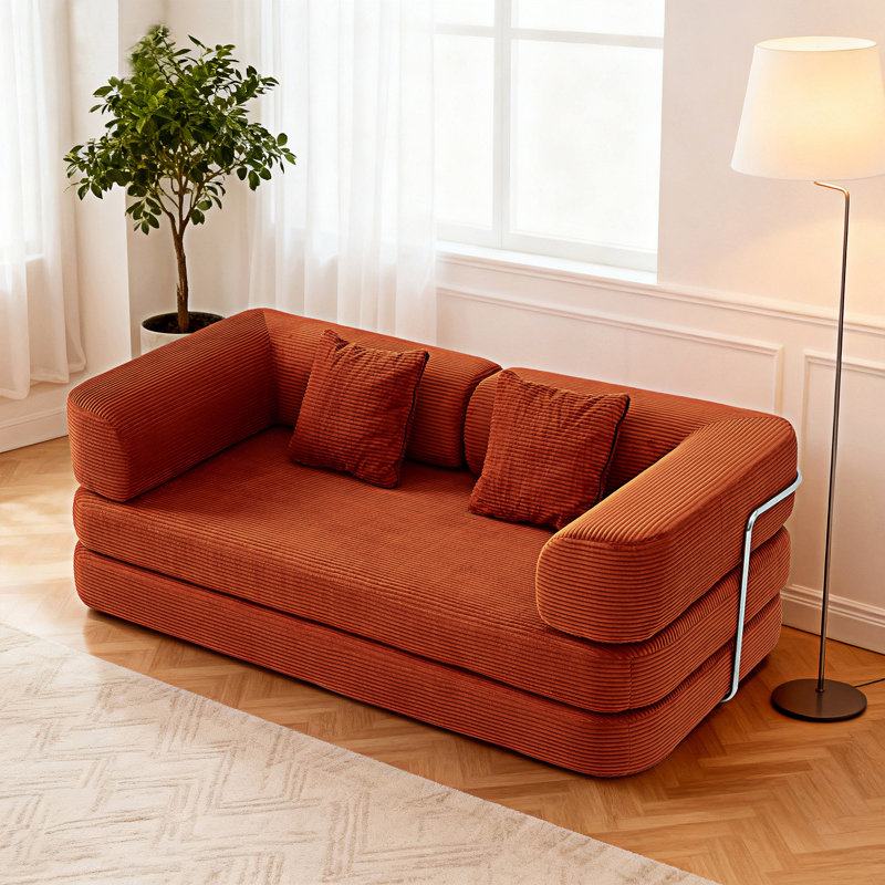 Canapé-lit compressé avec coussin, Rouge