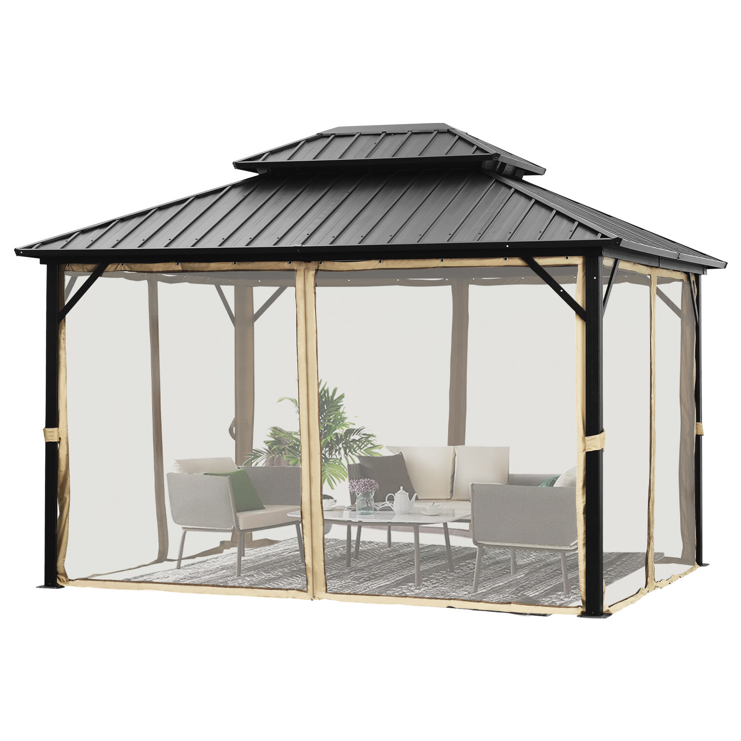 Zenova 12 Ft. W x 10 Ft. D Aluminum Patio Gazebo & Reviews Wayfair