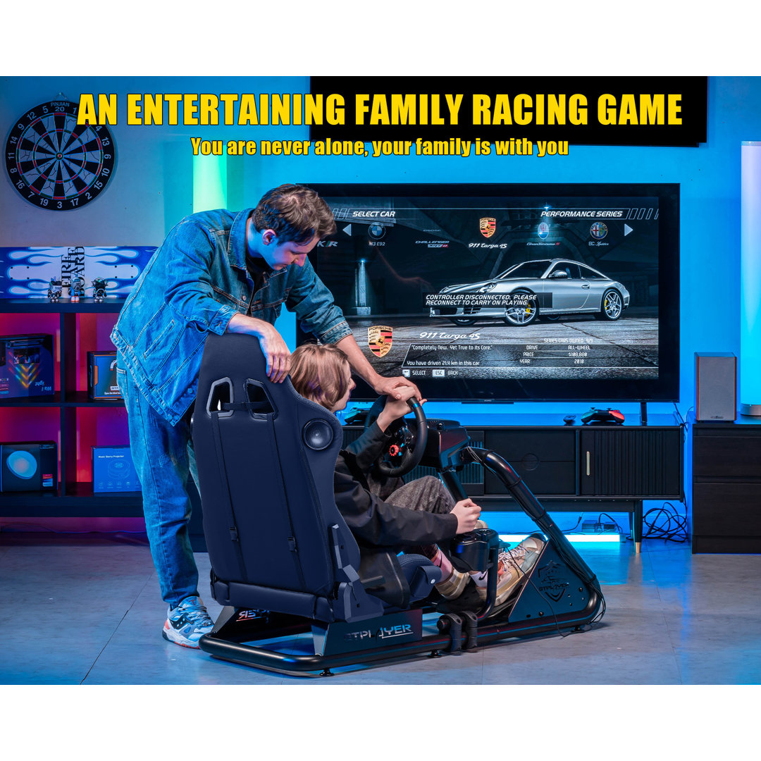 GTPLAYER Racing Simulator Cockpit Faux Leather PC & Racing Game Chair with Built-in Speakers