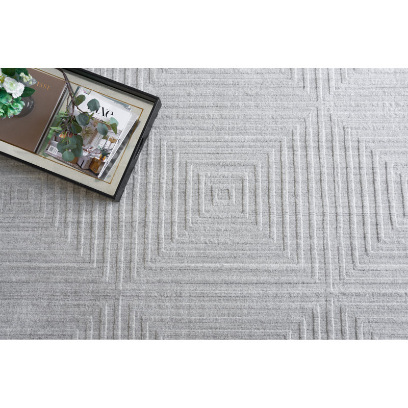 Castelli Geometric Area Rug in Light Silver, Rectangle 10' x 14', Light Silver