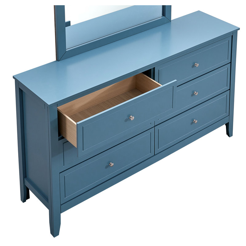 Daniel 6 Drawer Dresser -Teal, Teal