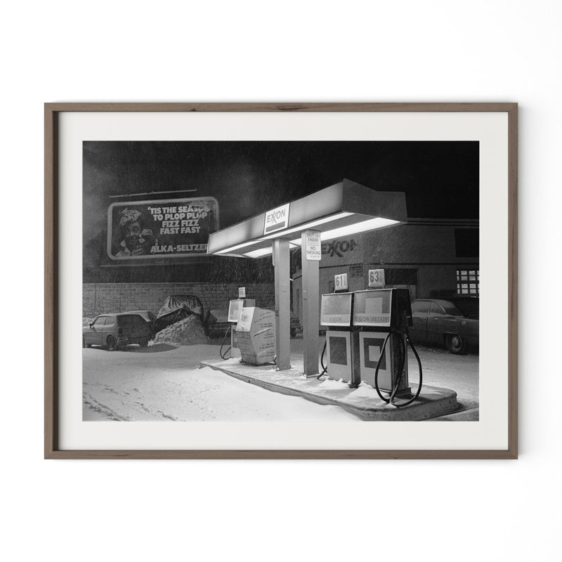 Blizzard Of 1978 Print by Barbara Alper, W 48" x H 36", Rustic Walnut