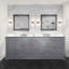 Meuble-lavabo double bleu marine 84 po X P 22 po D, dessus en quartz blanc et ensemble de robinet-117844358