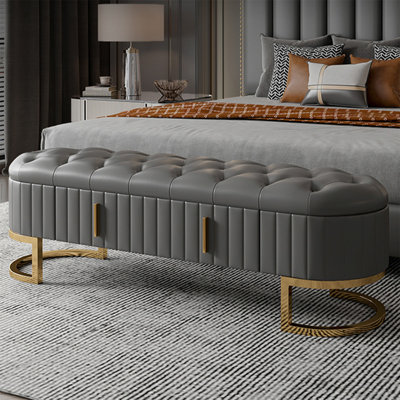 Banc rembourré gris