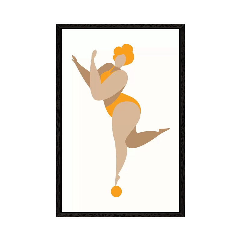 Dancing Queen-Yellow by Kubistika - Print on Canvas, Black Floater Framed, 66.04cm H x 45.72cm W x 3.81cm D