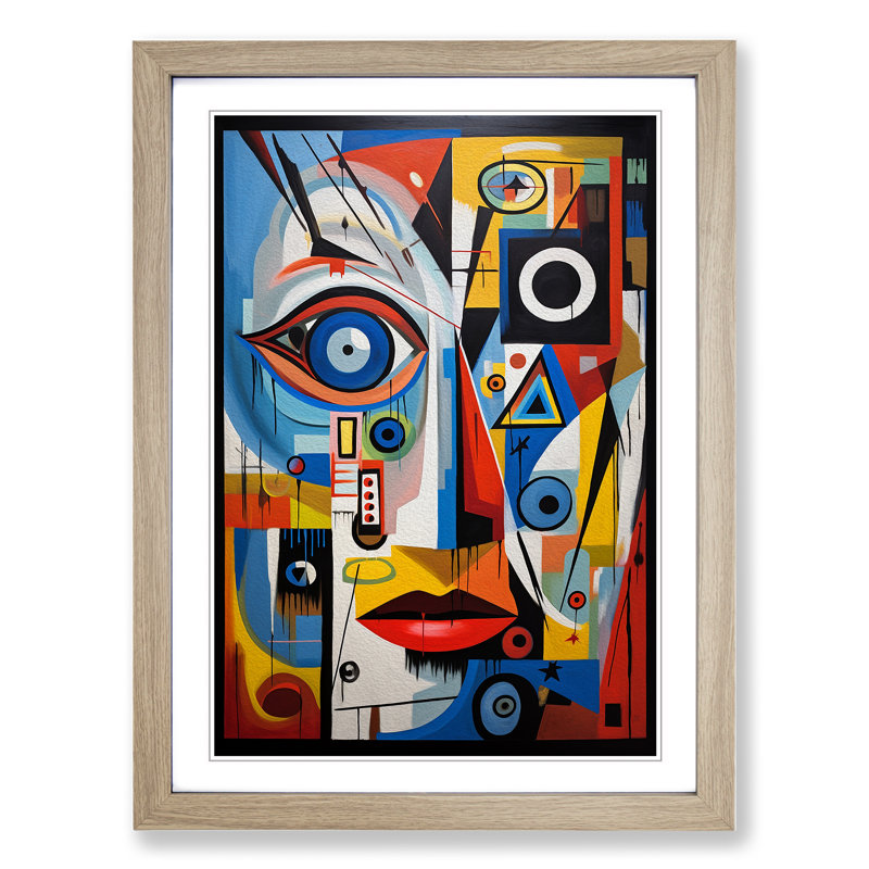 Eye Constructivism - Single Picture Frame Print on Wood, Oak Framed, 64cm H x 46cm W