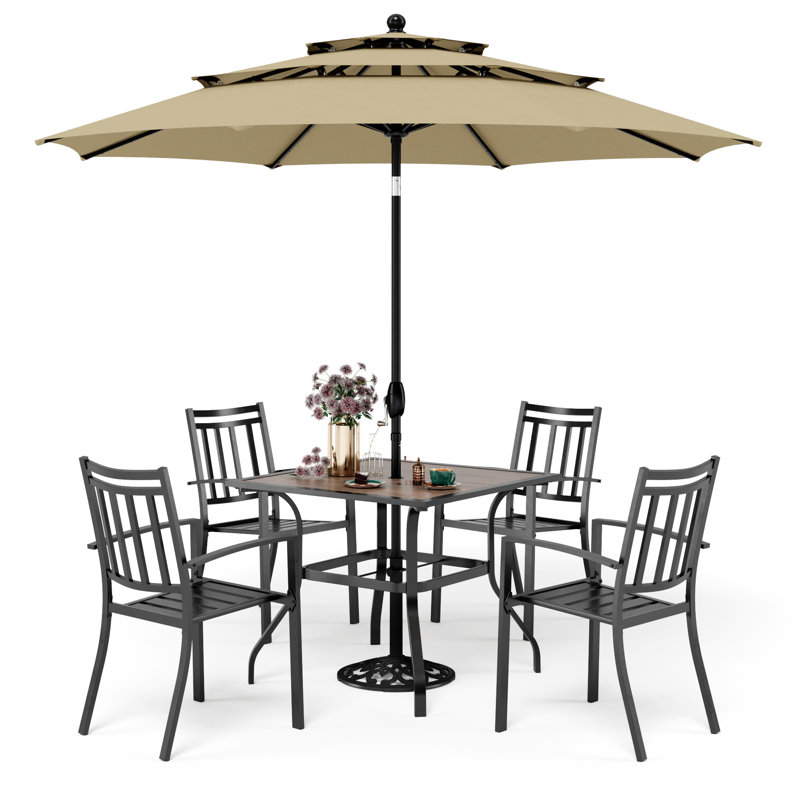 Ensemble repas 4 personnes Alyah, Brun clair