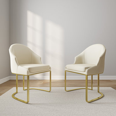 Teferi Modern Luxury Dining Chair, PU Leather Upholstery, Stainless Steel Base