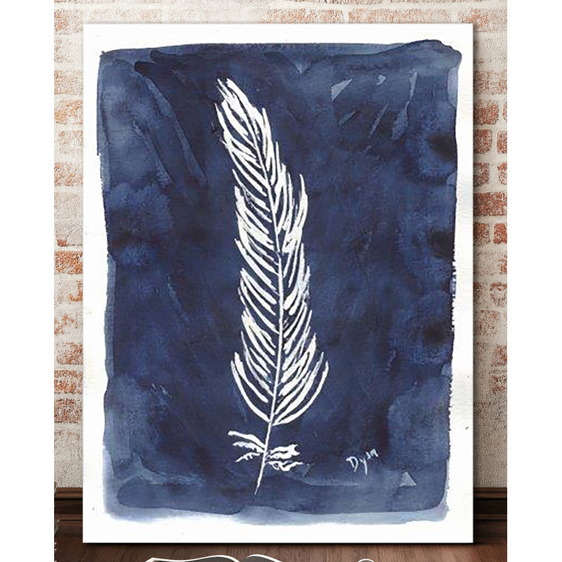 « indigo plumes » par beverly dyer, reproduction d’art sur toile tendue, H 40 po x l 30 po x P 1,5 po