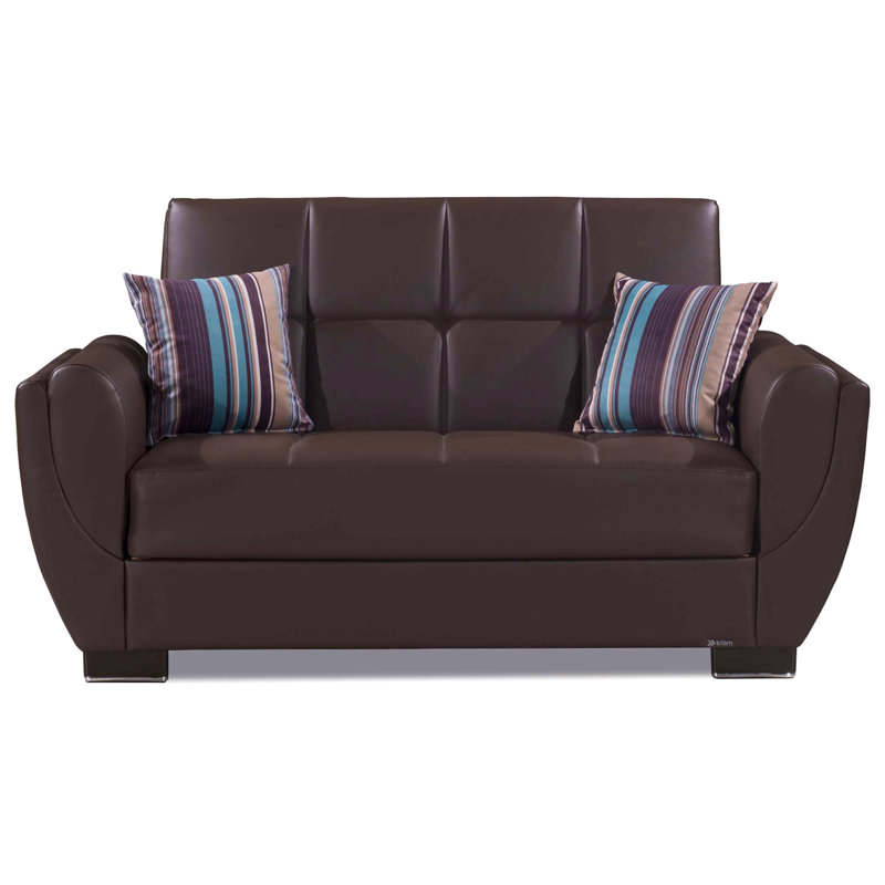 Causeuse convertible rembourrée avec rangement, causeuse pour studio, dortoir, salon, Brun
