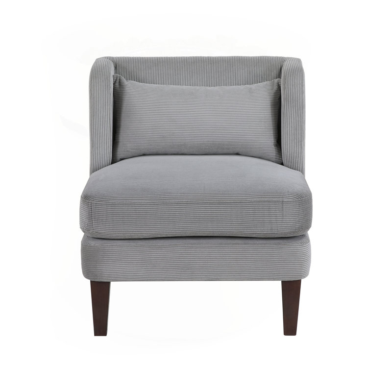 Elodie 27.5" Mid-Century Modern Armless Accent Chair, Dark Gray Velvet