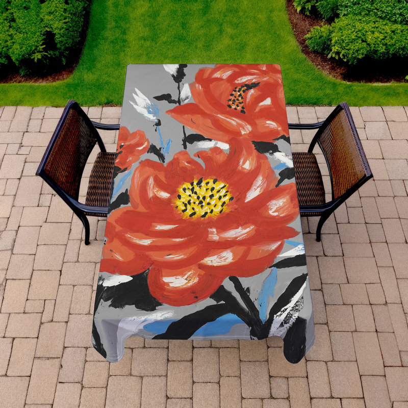 Three Pink Flowers Tablecloth | Botanical Coral Decor