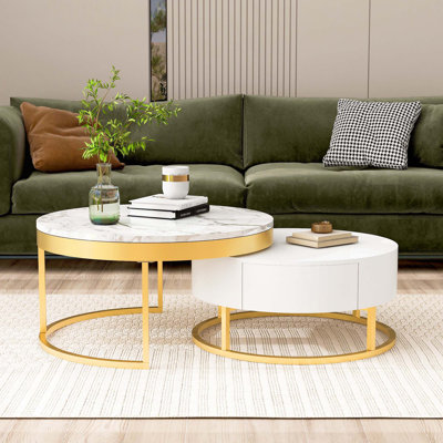 Table basse avec tiroirs, métal