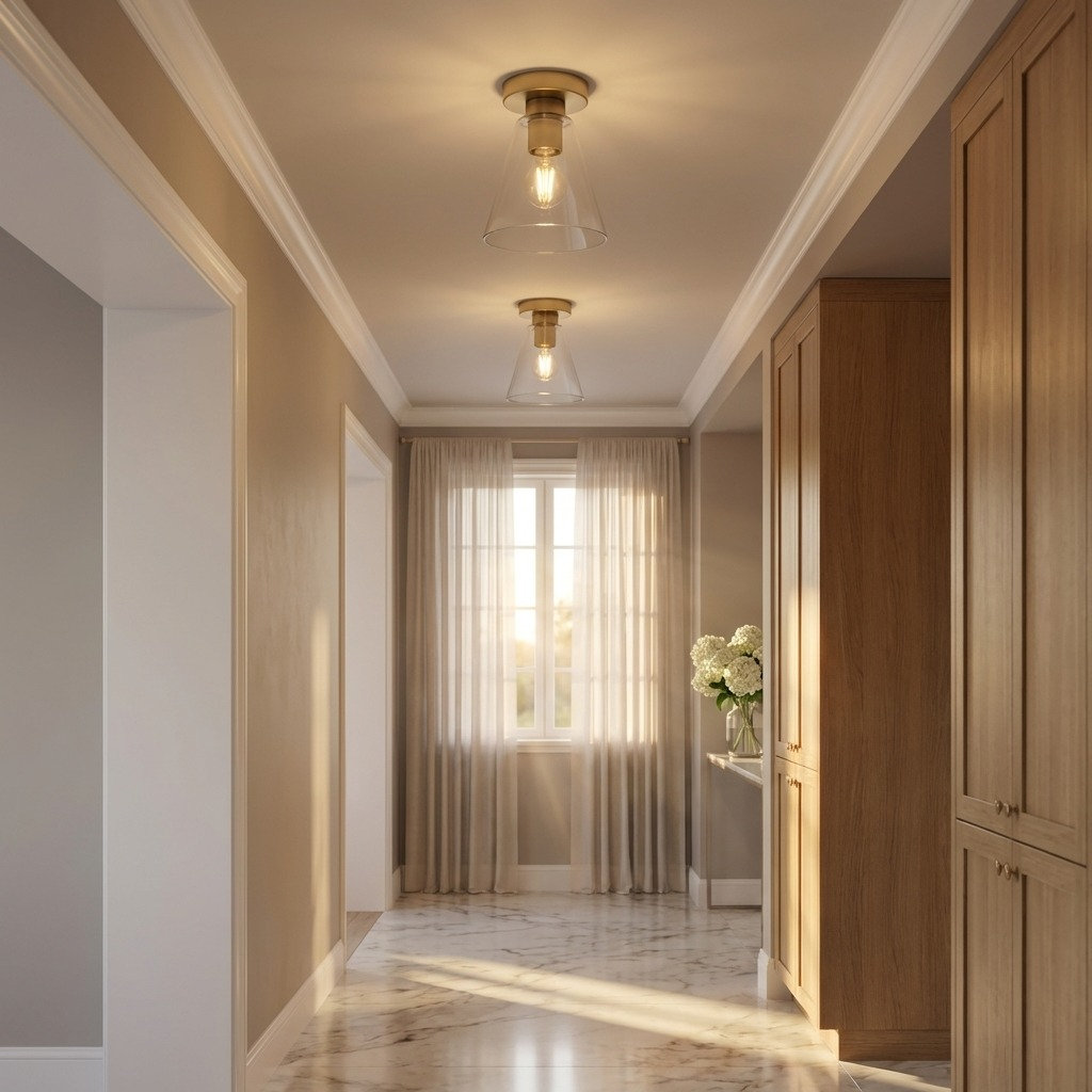 Hayden 7" Glass Flush Mount, Clear, Satin Brass