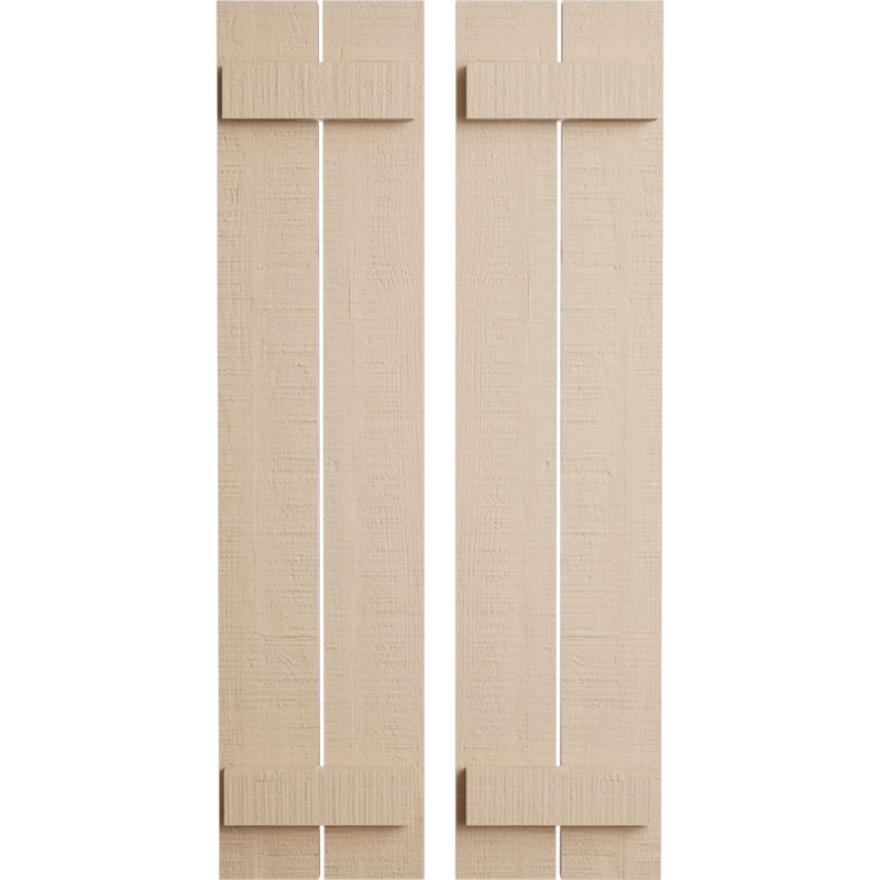 Volets en faux bois rustique à deux planches espacées (par paire), Texture cèdre brut / brun clair apprêté, 11"