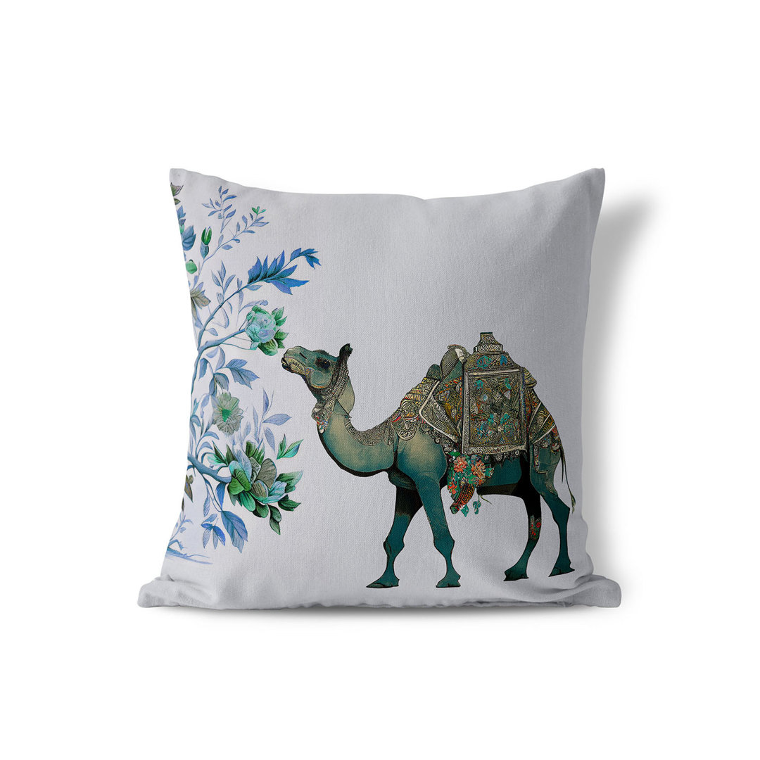 Camel Floral Square Kissen mit Füllung