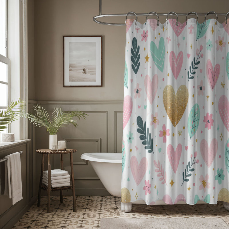 Rideau de douche standard 1 pièce Heartfelt Sweet Shapes, H 74 po x l 40 po
