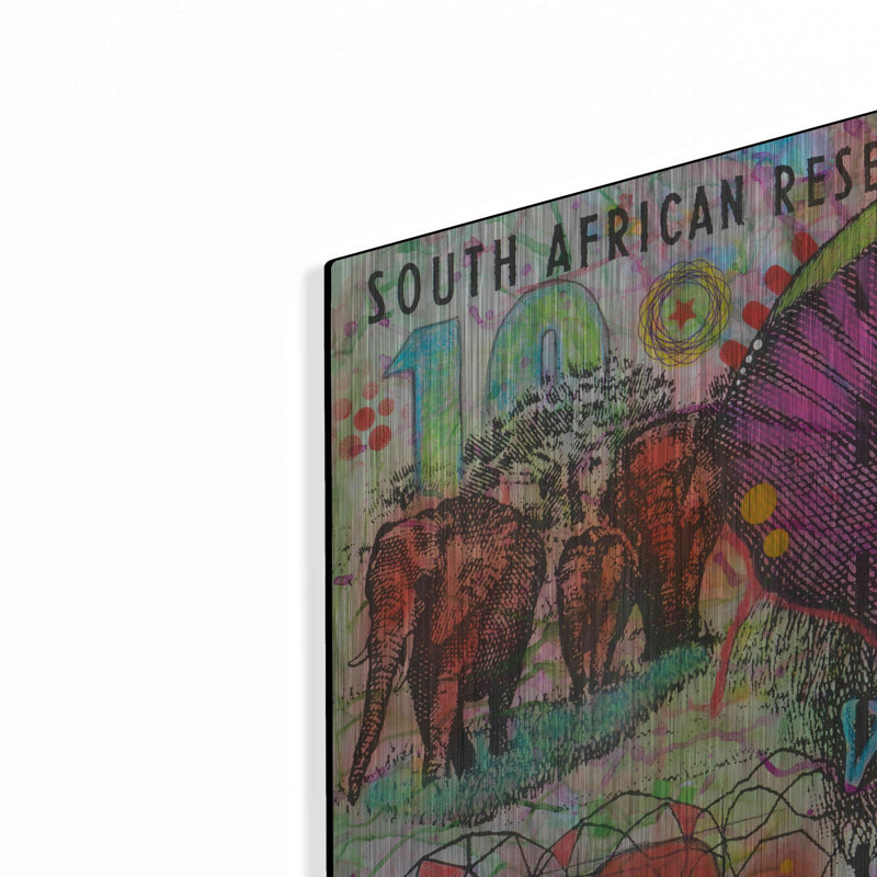 «Elephants» par Dean Russo sur métal, H 24 po x l 48 po