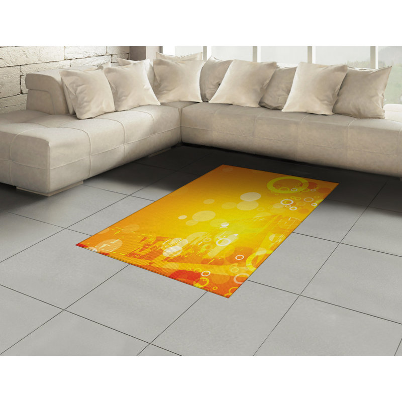 Orange High Density Long Fiber Poly Threads Decorative Area Rug Carpet, Rectangle 2'7" x 5'