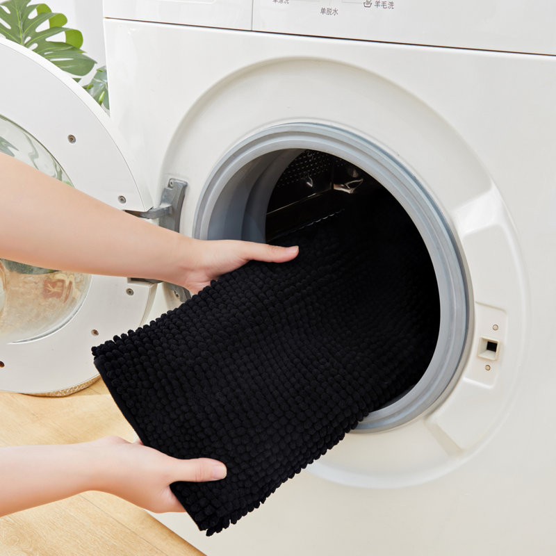 Ultra-Soft Non-Slip Absorbent Bathroom Rug, Black, 50cm W x 80cm L
