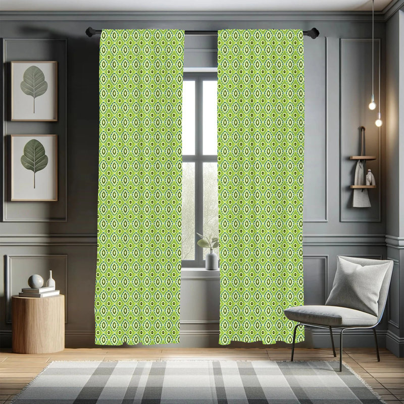 Paire de rideaux semi-transparents avec passe-tringle Ikat, 28 po x 63 po