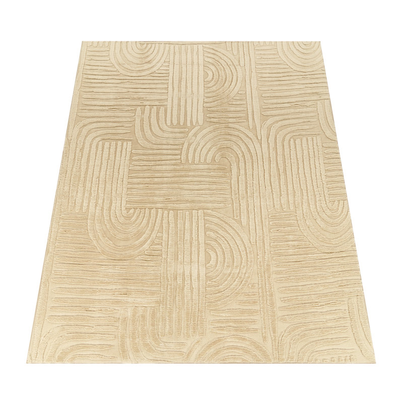 Lelystad Geometric Area Rug, Beige, Rectangle 160cm x 220cm